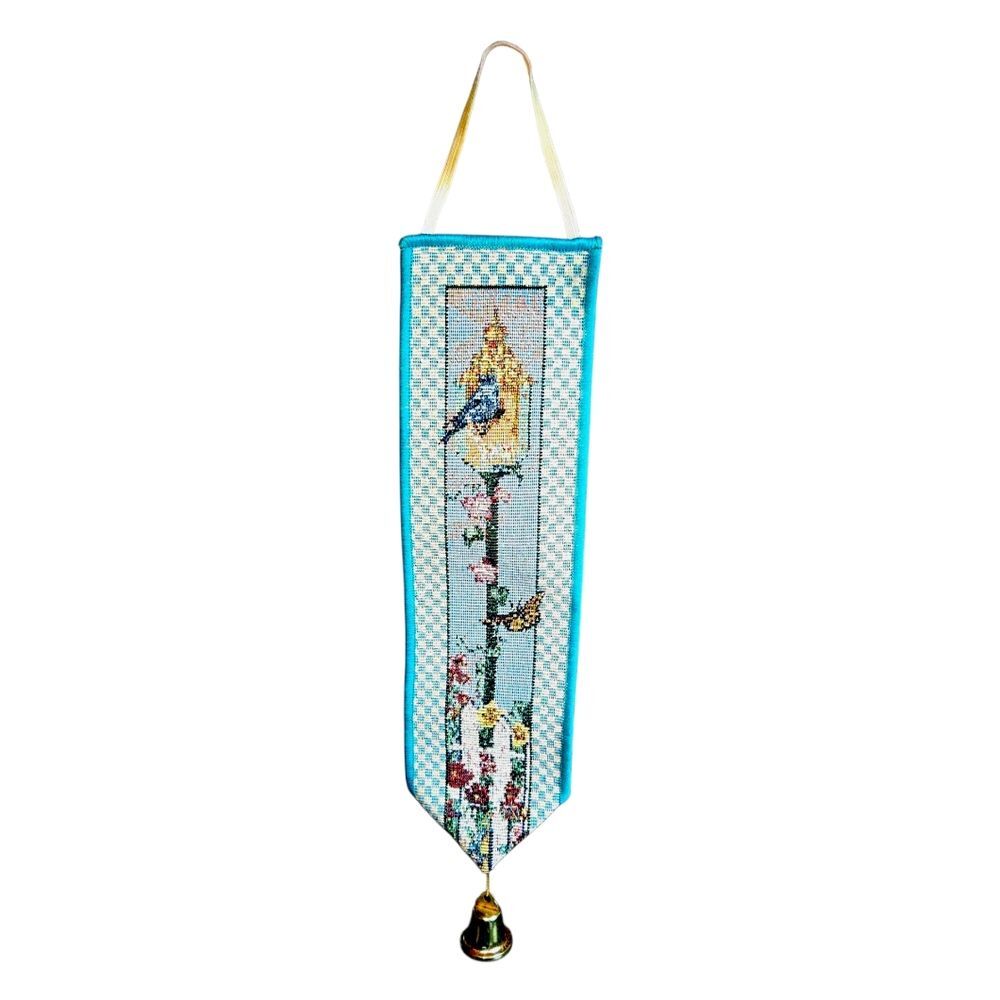 "Home Tweet Home" Vintage USA Bird House Tapestry Mini Bell Pull Door Hanger 15"